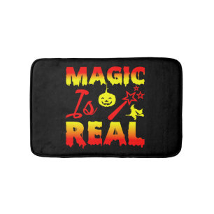 Magic Is Real Halloween Pumpkin Witch Spell Wand Bath Mat