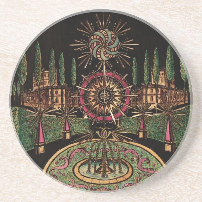 Magic Lantern Fireworks Sandstone Coaster (Front)