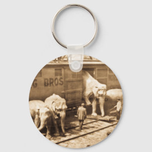 Magic Lantern Slide Ringling Bros Elephant Train Key Ring