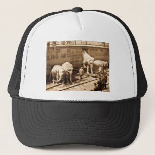 Magic Lantern Slide Ringling Bros Elephant Train Trucker Hat