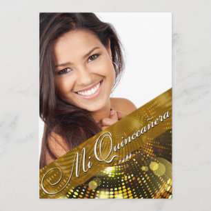 Magic Lights Photo Quinceanera - gold Invitation