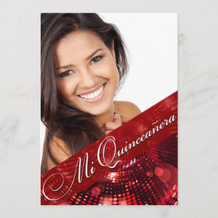 Magic Lights Photo Quinceanera - red Invitation