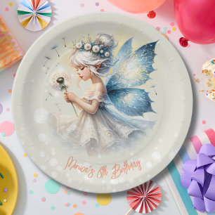 Magic little Fairy silhouette kids birthday Paper Plate