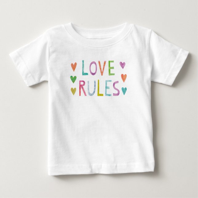 Magic Love Rules with Hearts Baby T-Shirt (Front)