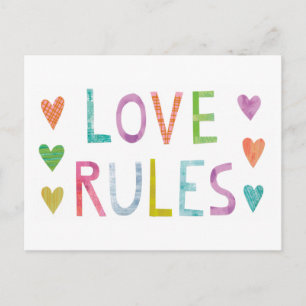 Magic Love Rules with Hearts Postcard