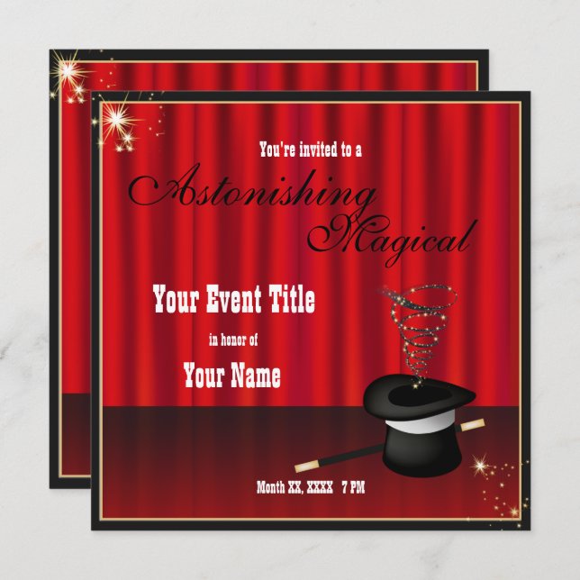 Magic Magician Event Custom Invite (Front/Back)