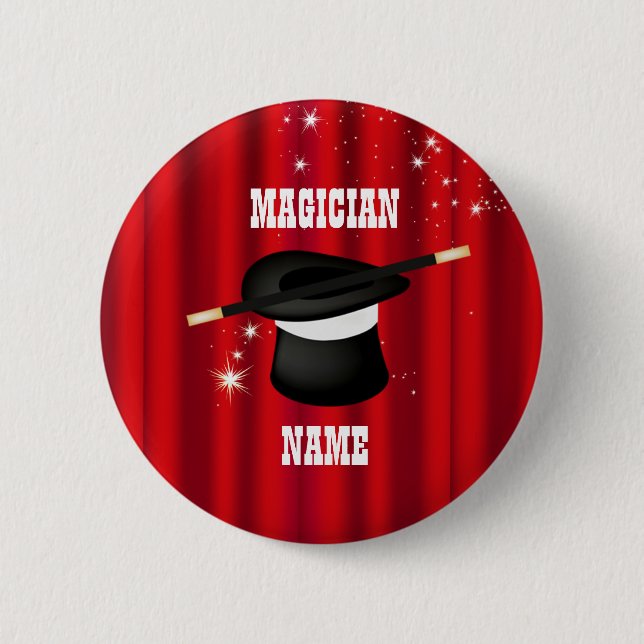 Magic Magician Party Name Button (Front)
