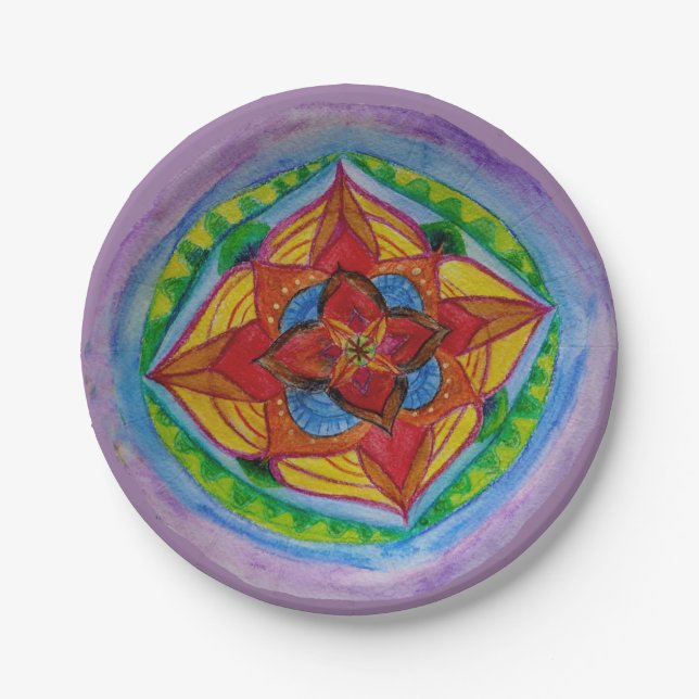 Magic Mandala Compass Custom Paper Plates 7" (Front)