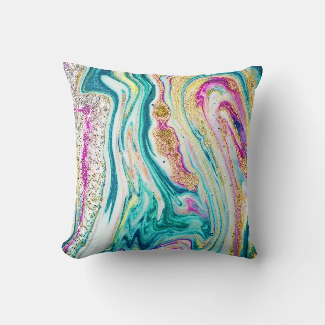 Magic Marbling: Metallic Paint Design. Cushion (Front)