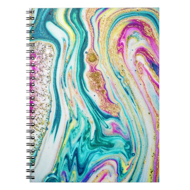 Magic Marbling: Metallic Paint Design. Notebook (Front)