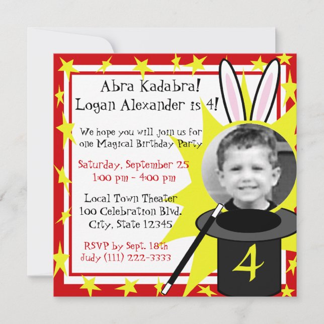 Magic Me Birthday Invitation (Front)