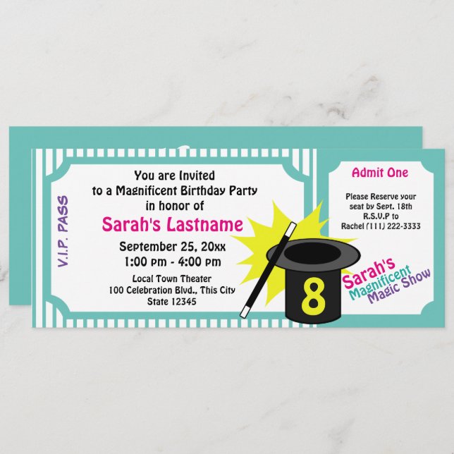 Magic Me Birthday Teal Invitation (Front/Back)