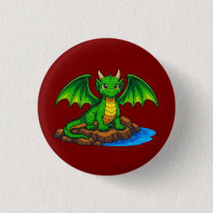 Magic mediaeval dragon 3 cm round badge