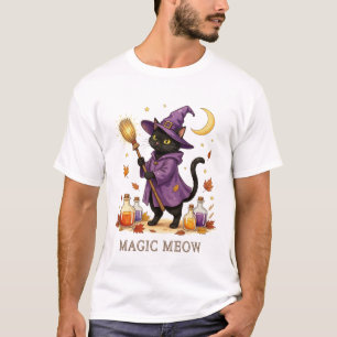 Magic Meow - Cute Black Cat Witch with Potions & B T-Shirt