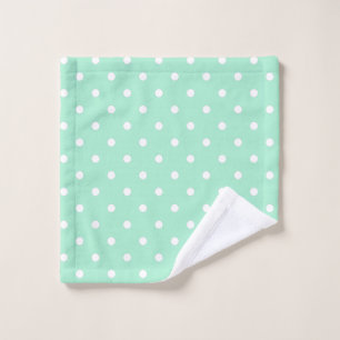 Magic Mint and White Polka Dot Pattern Bath Towel Set