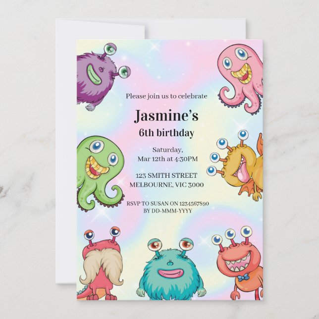 Magic Monsters Birthday Invitation (Front)
