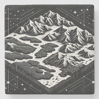 Magic Mountain Map Stone Coaster