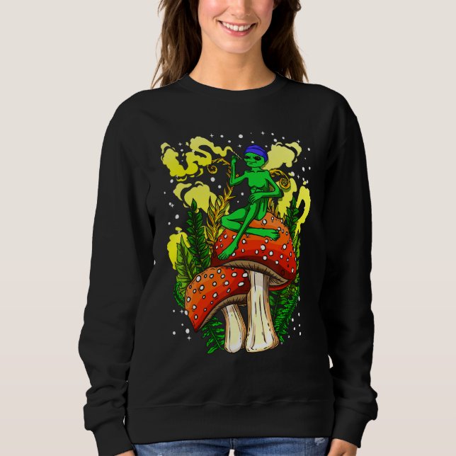 Magic Mushroom Alien - Alien Acid Trip Ufo Sweatshirt (Front)