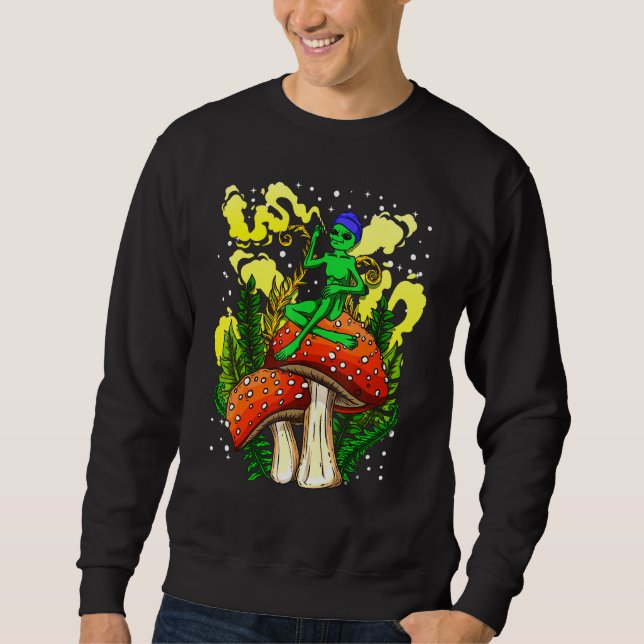 Magic Mushroom Alien - Alien Acid Trip Ufo Sweatshirt (Front)