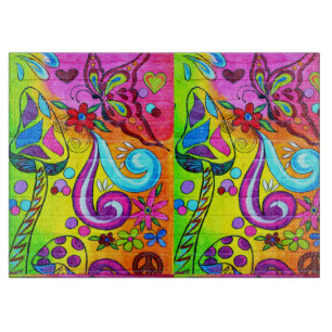 magic mushroom and butterflies cutting board