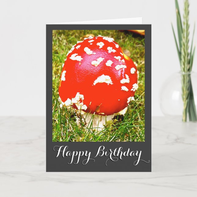 Magic Mushroom Happy Birthday Card (Front)