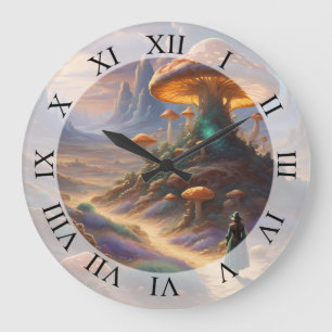 Magic Mushroom Planet Large Clock