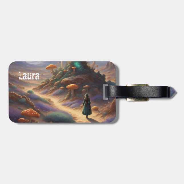 Magic Mushroom Planet  Luggage Tag (Back Horizontal)