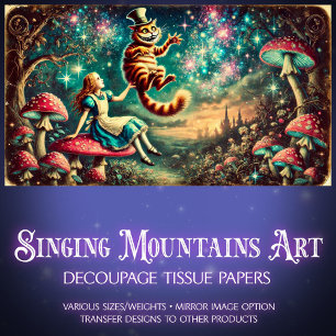 Magic Mushroom Vintage Alice and Cat Tissue Paper