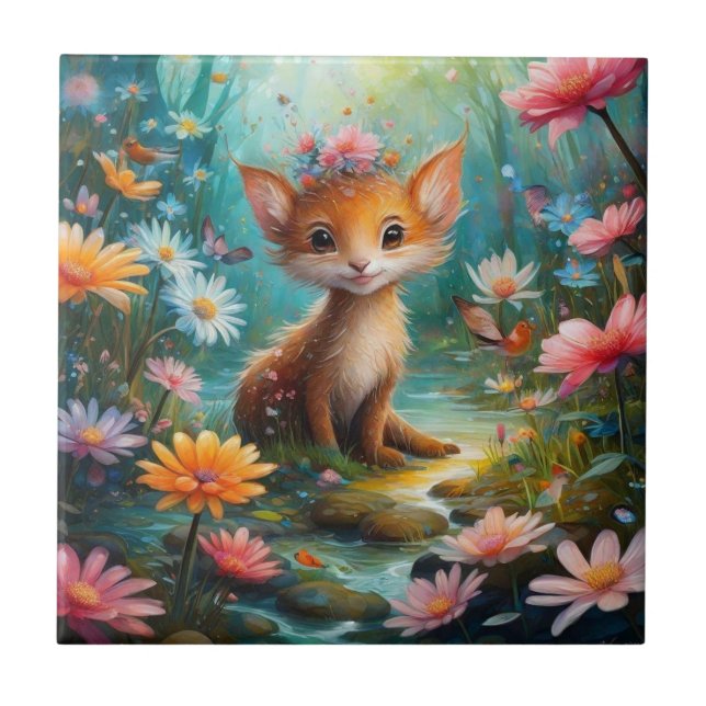 Magic mushrooms butterflies      ceramic tile (Front)