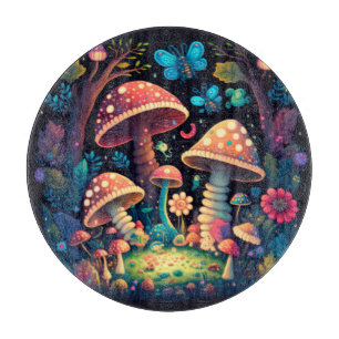 Magic mushrooms butterflies     cutting board