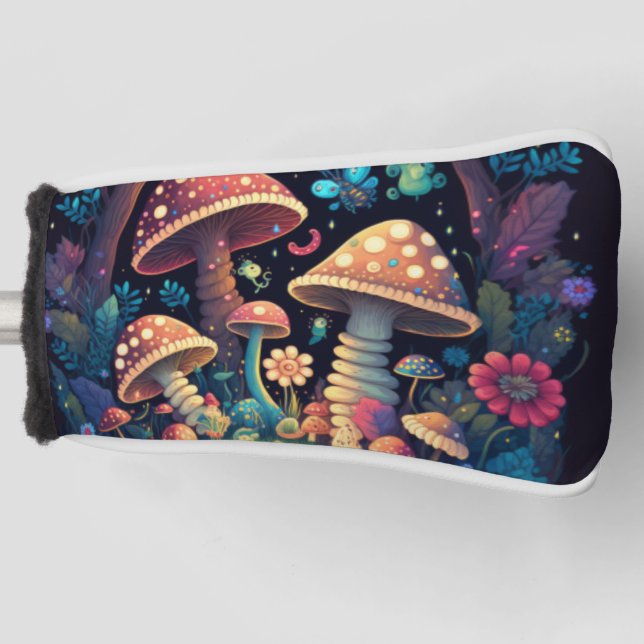 Magic mushrooms butterflies    golf head cover (Front)