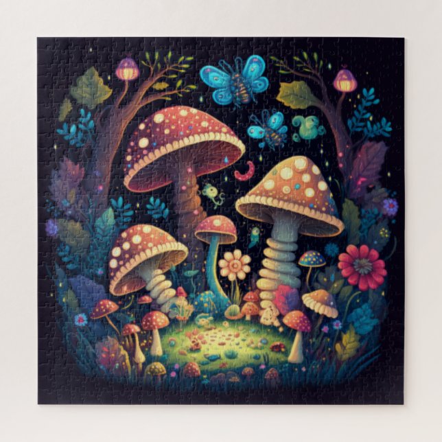 Magic mushrooms butterflies      jigsaw puzzle (Vertical)