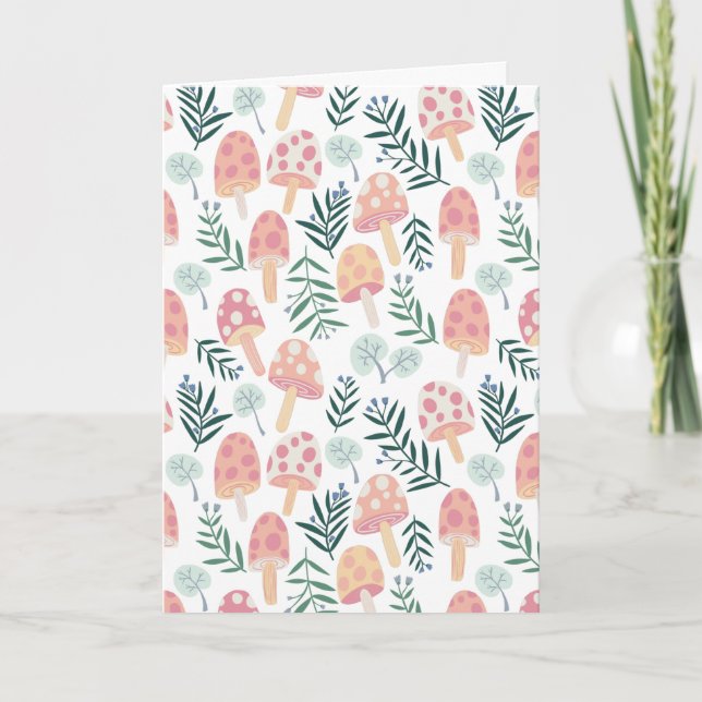 Magic Mushrooms Cute Forest Pattern Card (Front)