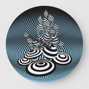Magic Mushrooms optical design Wall Clock. Large Clock