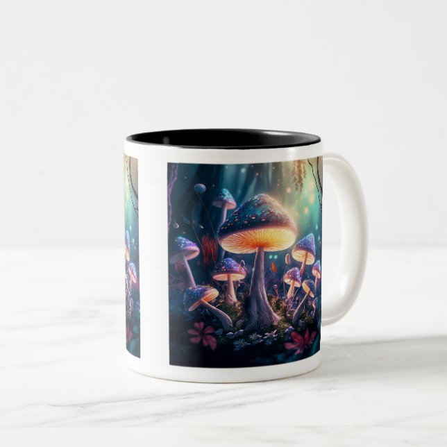 Magic Mushrooms Two-Tone Mug, 11 oz  Coffee Mug (Front Right)