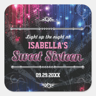 Magic Neon Glow Lights Favour Square Sticker