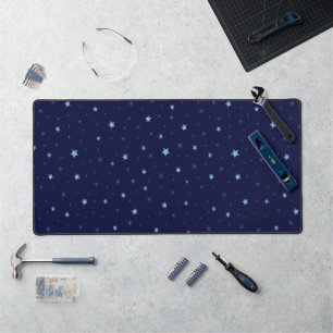 Magic night blue sky with sparkling blue stars desk mat