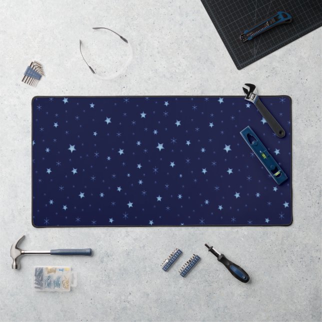 Magic night blue sky with sparkling blue stars desk mat (Workstation)