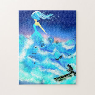 Magic Ocean Girl Jigsaw Puzzle Blue Fantasy
