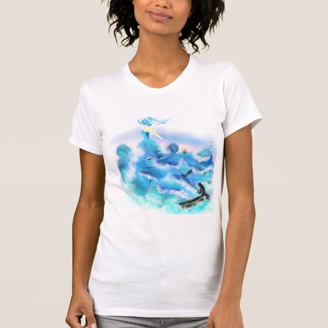 Magic Ocean Woman T-Shirt Blue Fantasy Painting (Front)