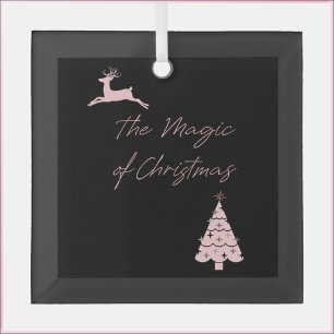Magic of Christmas Reindeer and Tree Glass Tree Decoration