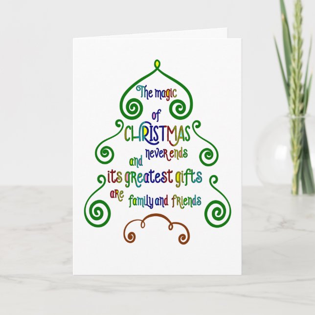 Magic of Christmas Typography Tree Shape, ZSSPG Holiday Card (Front)