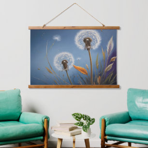 Magic of Dandelions in Nightsky AI Art Paintings Hanging Tapestry