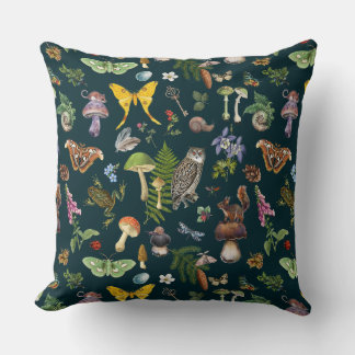 Magic of the Forest Cottagecore Throw Pillow