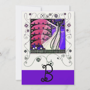 MAGIC OF THE  SPRING ,bright black blue red brown Invitation