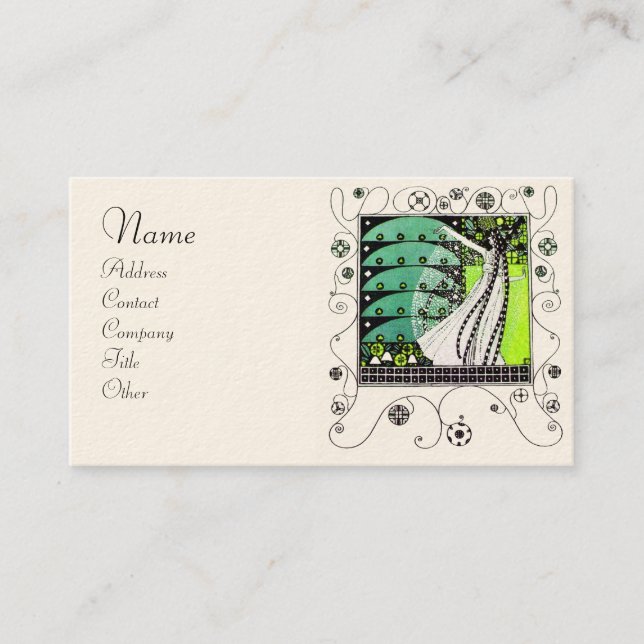 MAGIC OF THE SPRING bright  black white green Business Card (Front)