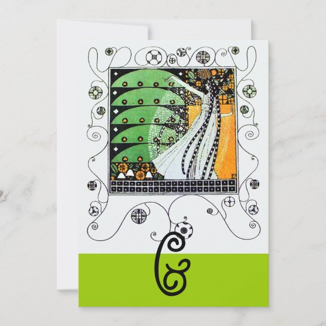 MAGIC OF THE SPRING,bright green  black yellow Invitation (Front)