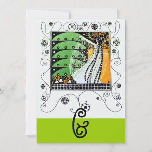MAGIC OF THE SPRING,bright green black yellow Invitation