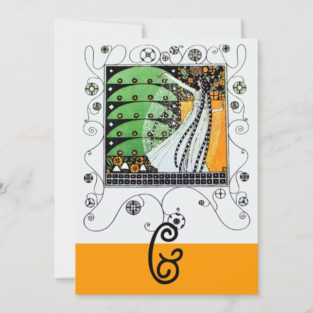 MAGIC OF THE SPRING,bright green  black yellow Invitation (Front)