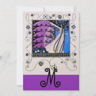 MAGIC OF THE SPRING ,bright purple gold metallic Invitation